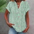 thumbnail image 2 of Blouses for Women Trendy Casual Loose Printing Short Sleeve Blouse Funny V-Neck T-Shirt Pullover Tops, 2 of 5