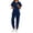 Dark Blue, variant on Scrubs Set for Women Medical Nurse Uniform Suit Stretch Classic V-Neck Top & Jogger Pants with Multi Pocket, Teal L