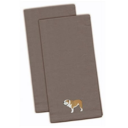 

English Bulldog Gray Embroidered Kitchen Towel - Set of 2