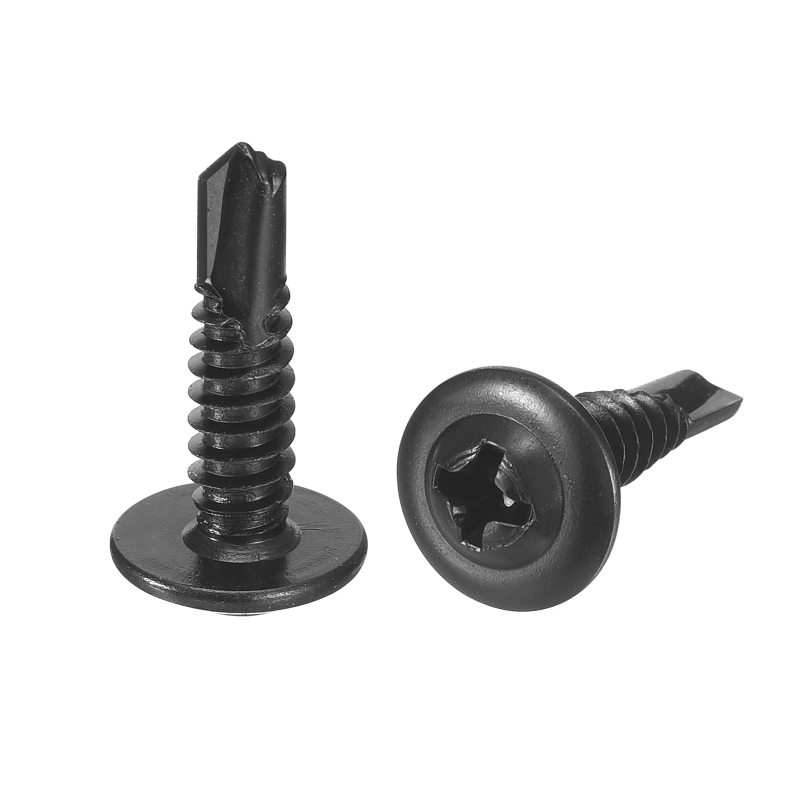 #8-18 X 1-1/4" Steel Self-Drilling Screws - Black Zinc, Hex Washer Head, 100 Pack