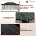 thumbnail image 3 of Mondawe Galvanized Steel Double Roof Fir Wood Frame Outdoor Gazebo,12'x20' Hardtop Gazebo,Double Vented Roof Pergola Canopy with Netting, Lawn Yard Backyard Gazebo Awning with Ceiling Hooks, 3 of 9