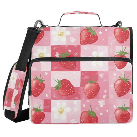 YAZAOO Zipper Binder trapper keeper Documents Organized Design Sweet Strawberry Printed