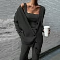thumbnail image 2 of Women'S 3 Piece Knit Lounge Set Long Sleeve Cardigan Sleeveless Top Pants Sweatsuit Black XXL, 2 of 3