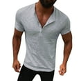 thumbnail image 2 of ylioge Mens Short Sleeve T Shirts Casual Pullover Button Crewneck Tees Tops Athletic Workout Quick-Drying Solid Basic Stretchy Slim Running Tshirts, 2 of 7