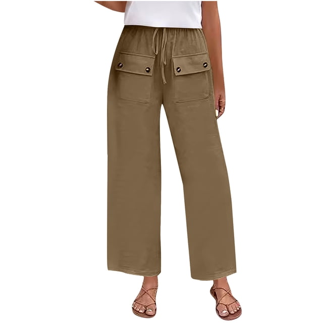 Yuyuzo Wide Leg Pants for Women Fall Casual Drawstring High Waisted Comfy Work Office Trousers
