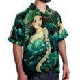 thumbnail image 2 of Mermaid Men's Poplin Shirt, Casual Short Sleeve Printed Button Down Summer Beach Unisex Shirts, 2 of 6