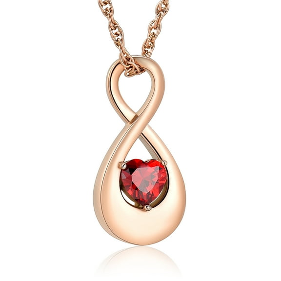 Figure of Eight  with Crystal Heart Cremation Pendant Small Urns For Ashes Keepsake Urn Necklace Cremation Jewellery
