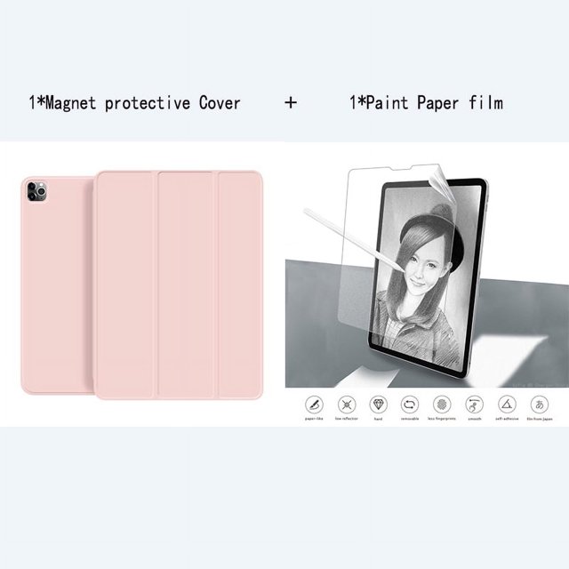 Tablet Stand Protection Clip For iPad Pro 12.9 Cover for Pro 11 2022 M2 Case Tri-fold magnet Back Case for iPad 10th. Air 5 Film Pink F Pro 11 2nd 3rd 4th