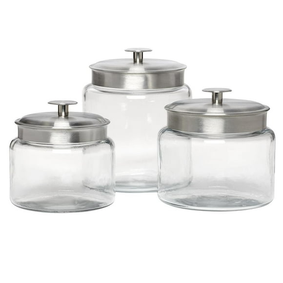 ENS 3 POTS MONTANA Anchor Hocking avec COUVERCLES EN ACIER INOXYDABLE