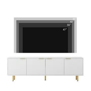 Aukfa Modern TV Stand for 75 inch TV with Door for Living Room Bedroom,White