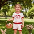 thumbnail image 4 of Xyant Toddler Baby Girl Summer Clothes Waffle Knit Bow Embroidery Short Sleeve T-Shirt & Casual Shorts Outfit Set (White,12-18 Months), 4 of 7