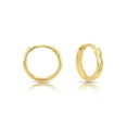 thumbnail image 2 of Tilo Jewelry 14K Yellow Gold Round Huggie Hoop Earrings with Diamond-Cut Engraving | 12mm Small | Dainty Everyday Earrings for Women, Men, Unisex, 2 of 9