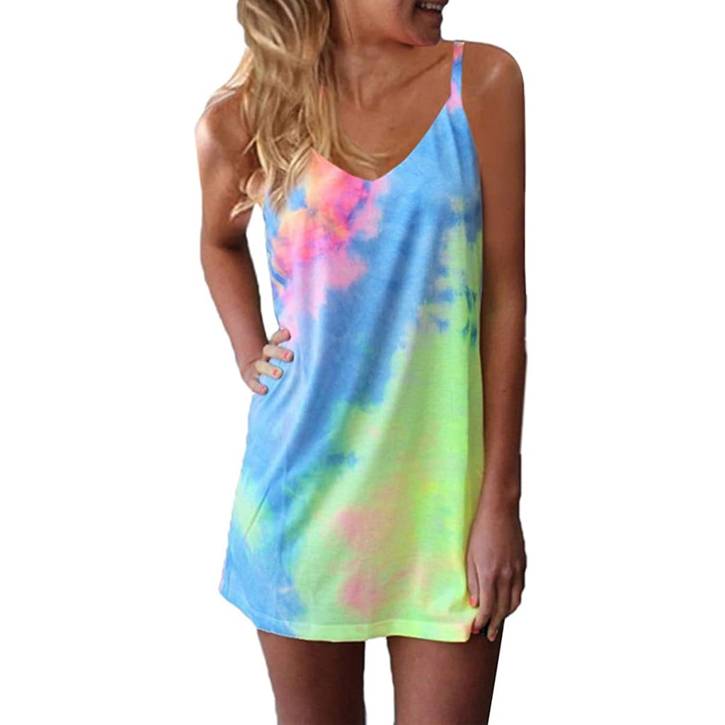 tie dye sleeveless strappy dress