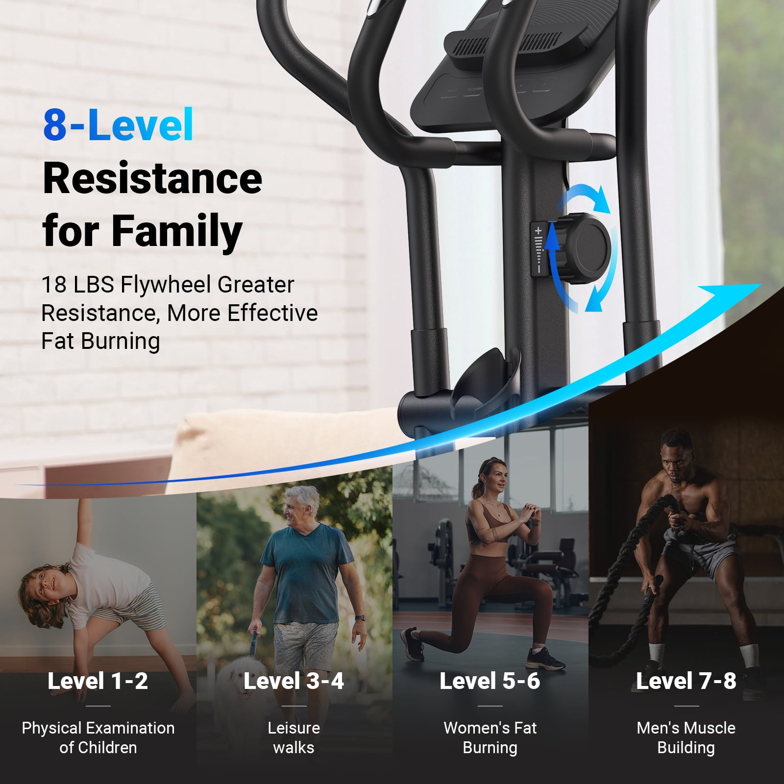 MERACH Quiet Elliptical Machine for Home Use, 19" Stride, Low-Impact Cardio, 400 lbs Capacity, Smooth & Joint-Friendly Exercise Equipment