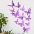 thumbnail image 3 of Splihome 3D Butterfly Wall Decor, 24 Pcs Removable Wall Sticker, Vintage Pattern Hollow Butterflys Wall Decals for Party Decoration Wedding Decor DIY Gift (Purple), 3 of 10