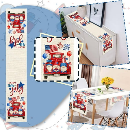 

Huilaibazo Dining Decor Dresser Runner Farmhouses Day Independence For Kitchen Table Scarf Decorative Table Banner