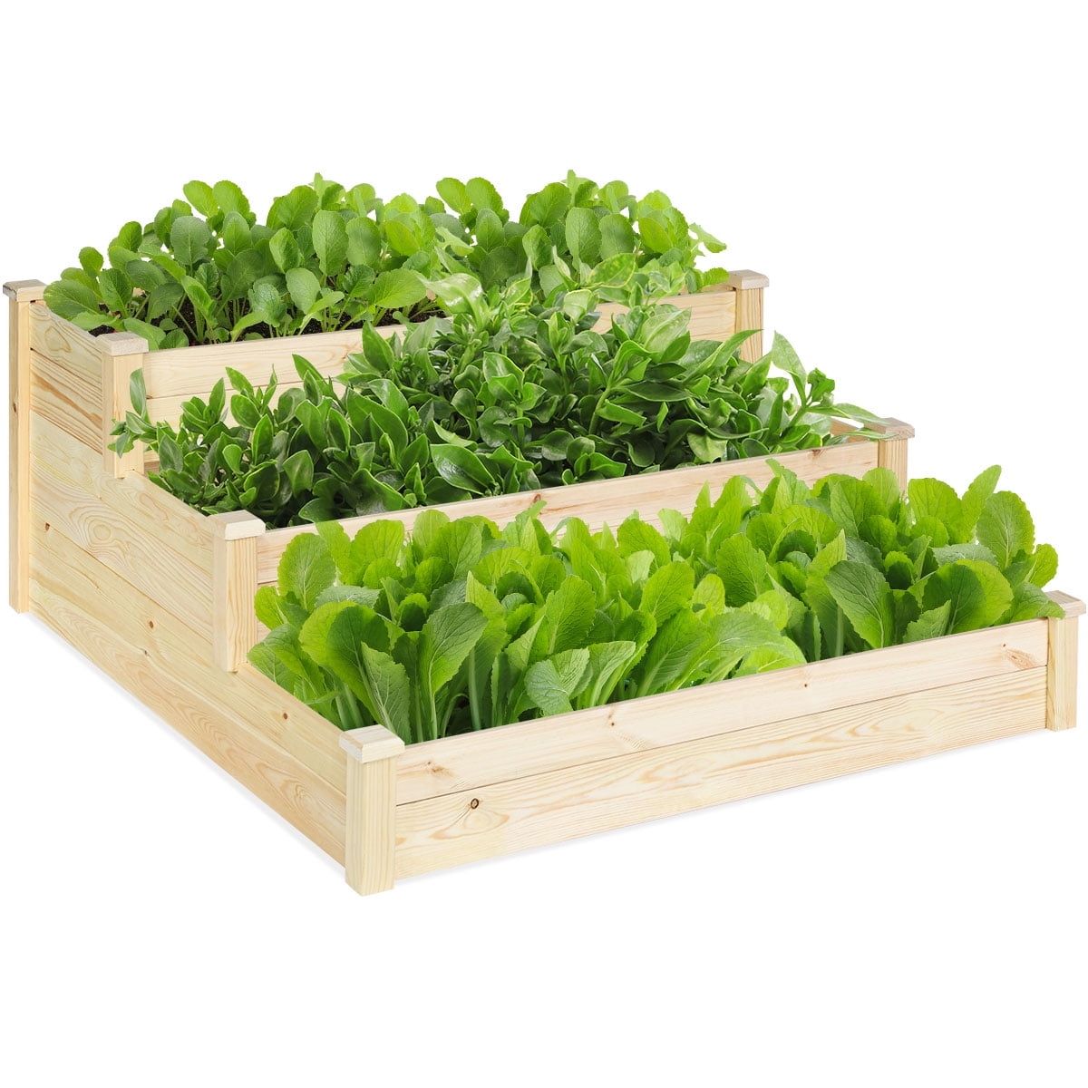 Wooden Raised Vegetable Garden Bed 3 Tier Elevated Planter Kit