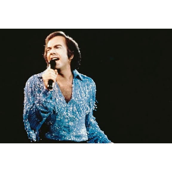 Neil Diamond 24x36 Poster iconic in sequined blue shirt on stage