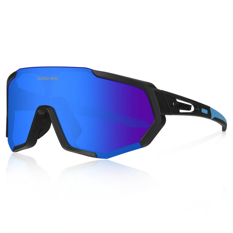 Queshark Cycling Glasses TR90 Frame Polarized Sports Sunglasses Bike  Glasses for Men Women with 3 Interchangeable Lens Anti-UV400 for Driving  Fishing