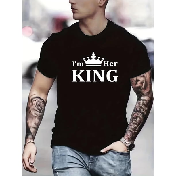 Men's Graphic Design Crew Neck T-shirt - I'm Her King Print - Casual and Comfy for Summer, Daily Wear, and Vacation Resorts Tee For Adult, Men, Women, Teen, Teenager, Adolescent, Youth