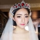 thumbnail image 2 of Tiara de cristal real, corona nupcial, tocado, accesorios para el cabello de novia (base plateada, rojo), 2 of 7