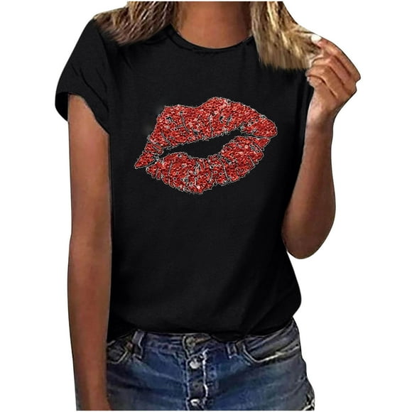 DPTALR Women's Shirt Tees Funny Cute Short Sleeve Fall T Shirt Hearth Love Shirt Gift Tops Blouse Gift For Couples