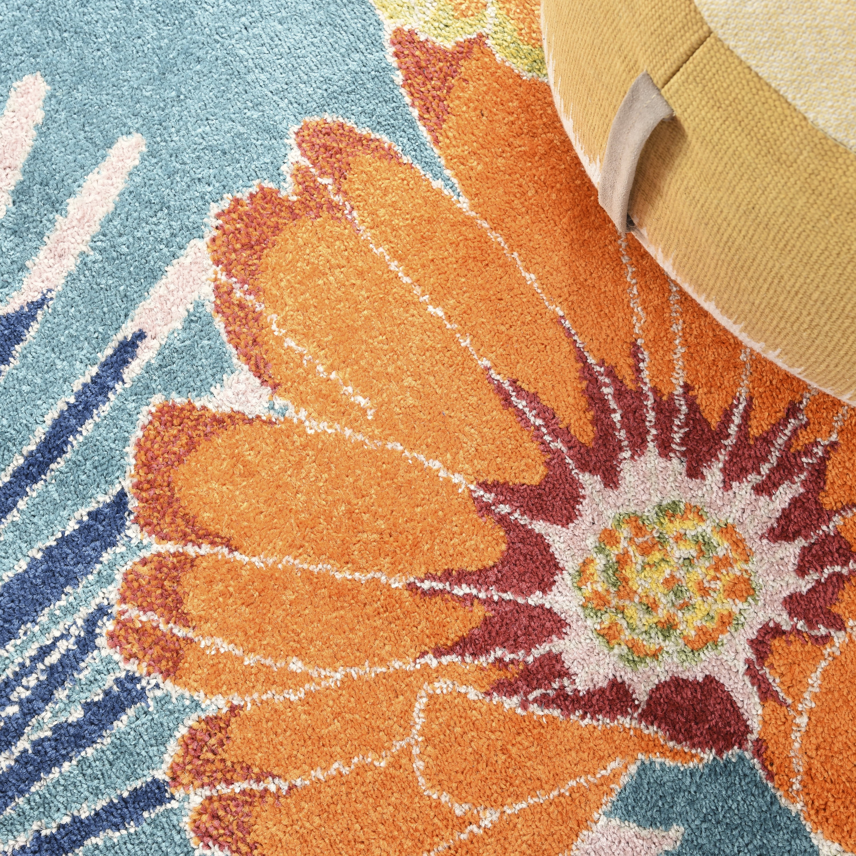 Nourison Allur Modern Floral Turquoise Multicolor 7'10" x 9'10" Area Rug, (8' x 10')