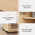 thumbnail image 6 of Wirrytor Media Storage Cabinet, 4-Tier Shelves Audio Video Record Stand Cabinet with Height Adjustable, Modern AV Cabinet with Doors and Pulley, Storage for Entertainment Stereo Component,Oak, 6 of 8
