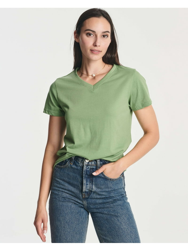 Women's V-Neck T-Shirts Value Pack - Casual Short Sleeve Tops For Everyday Wear, Reg & Plus Size