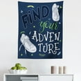 thumbnail image 1 of Adventure Tapestry, Youthful Design Find Your Adventure Words Forest Elements and Sneakers, Fabric Wall Hanging Decor for Bedroom Living Room Dorm, 5 Sizes, Dark Blue Black Green, by Ambesonne, 1 of 1