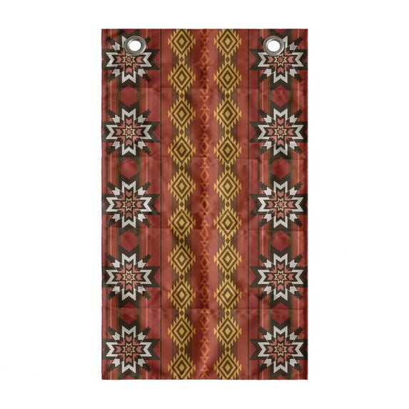 Orange Hanging Pocket Organizer, Indigenous Cultural Motif Pattern Traditional Borders, Printed Polyester Storage Bag with Pockets, 21" x 31", Orange Yellow and White