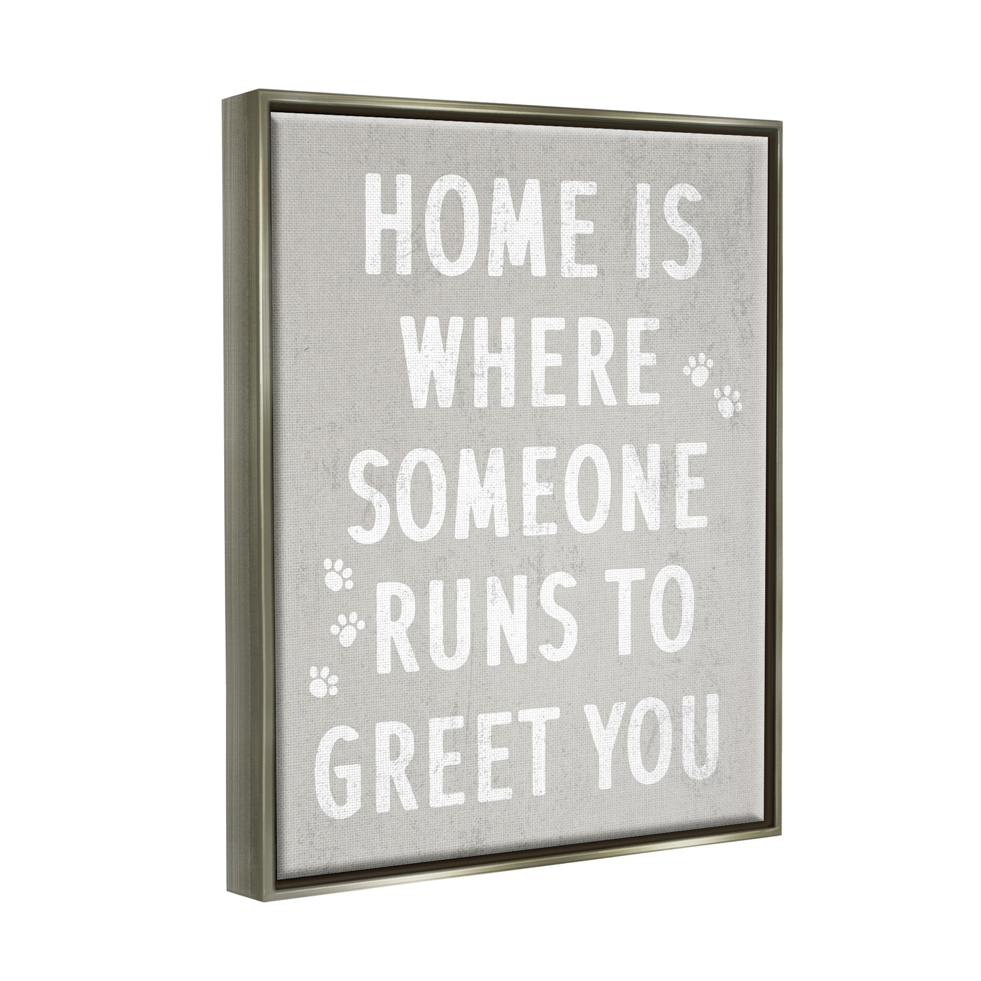Stupell Industries Pet Parents Home Sentiment Animal Paw Prints Graphic Art Luster Gray Floating Framed Canvas Print Wall Art, Design by Daphne Polselli