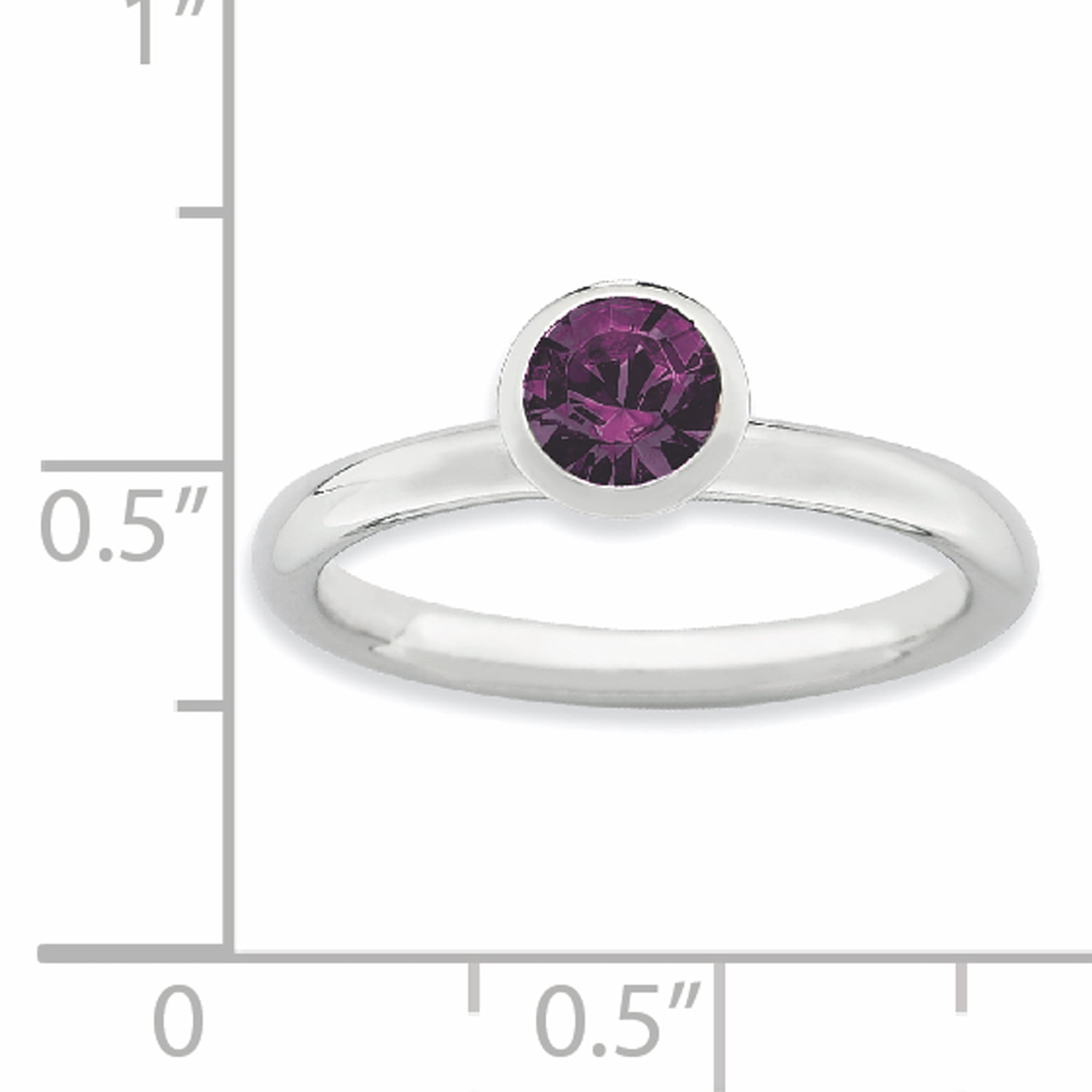 High 5mm Swarovski Sterling Silver February Ring