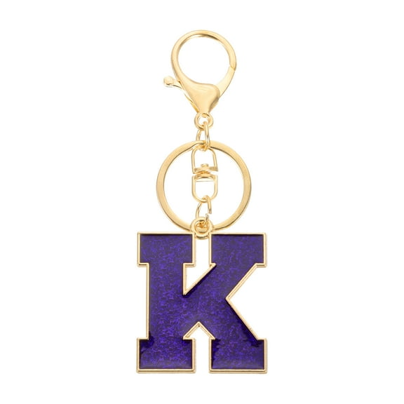 Uxcell Initial Letter Keychain, Purple A-Z Alphabet Keyring A-Z Letter, Personalized Metal Key Chain for Women Men Gift Purse Handbags Car Key Rings (K)