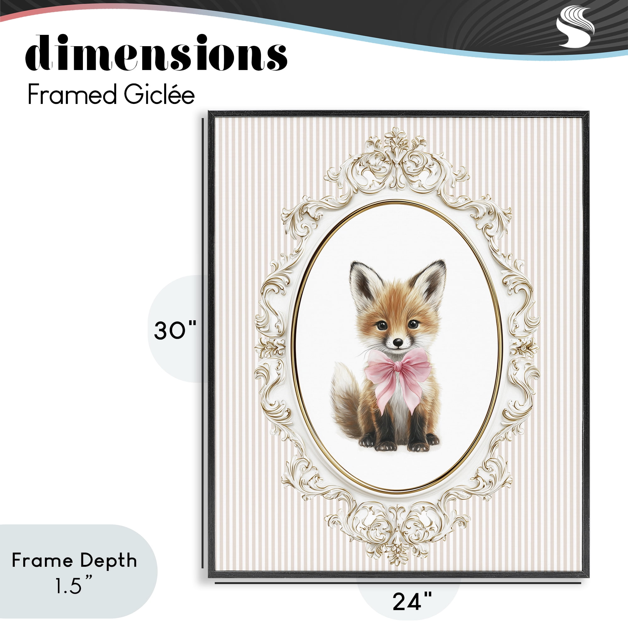 Stupell Industries Vintage Baby Fox Black Framed Giclee Art, design by Christine Simpson Art