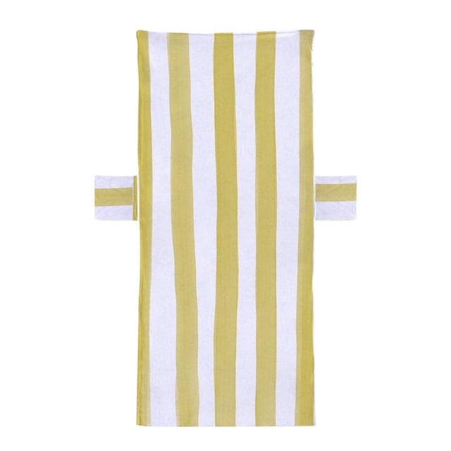 Funda para silla de playa, práctica funda de microfibra a rayas para silla de piscina, toalla con bolsillo para exteriores, viajes, ocio y . Amarillo