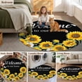 thumbnail image 6 of Round Area Rug 5ft,Welcome Home Sunflower Funny Words Washable Carpet Non-Slip Runner Accent Rugs Indoor Floor Mat for Bedroom Living Room Decor,Black Yellow, 6 of 9