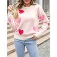 thumbnail image 5 of Women's Heart Print Sweaters Valentines Day Loose Pullovers, 5 of 7
