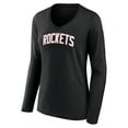 thumbnail image 2 of Women's Black Houston Rockets Alternate Logo V-Neck Long Sleeve T-Shirt, 2 of 3