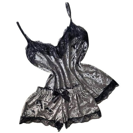 Lingerie For Women Tops Camisole Shorts Bow Velvet Pajamas Sleepwear V-Neck Bodysuit For Women Casual