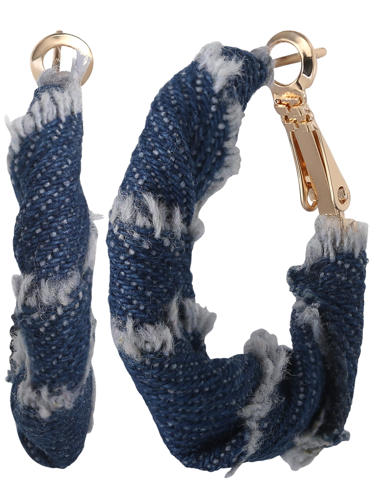 Celebrity Pink Women's Denim Inspired Hoop Earrings - Stylish Lightweight Design