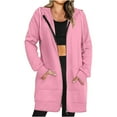 thumbnail image 1 of cfhntfmh Oversized Sweatshirt for Women Long Sleeve Zip up Drawstring Hoodies Soft Solid Color Winter Jackets with Pockets, 1 of 7