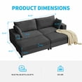 thumbnail image 4 of BALUS Oversized Loveseat Sectional Sofa with 2 Ottomans, 102.4" Corduroy Fabric Deep Seat Cloud Sofa for Living Room, Apartment, Black, 4 of 7