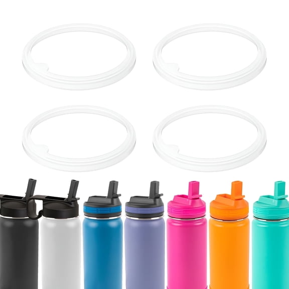 ACDANC 4 Pack Gaskets Compatible with 16oz 24oz 32oz 40oz Water Bottle with Straw Lid,Replacement O Ring Rubber Seals Part（Not for Spout Lid and Chug Lid）