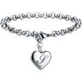 thumbnail image 1 of Corazón de acero inoxidable 26 letras alfabeto pulsera para mujer, regalos de San Valentín oso de fresa  Joyería, 1 of 8