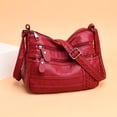 thumbnail image 5 of Bolso de hombro tipo bandolera de cuero PU para mujer, de mensajero de Color sólido a la moda, 5 of 5