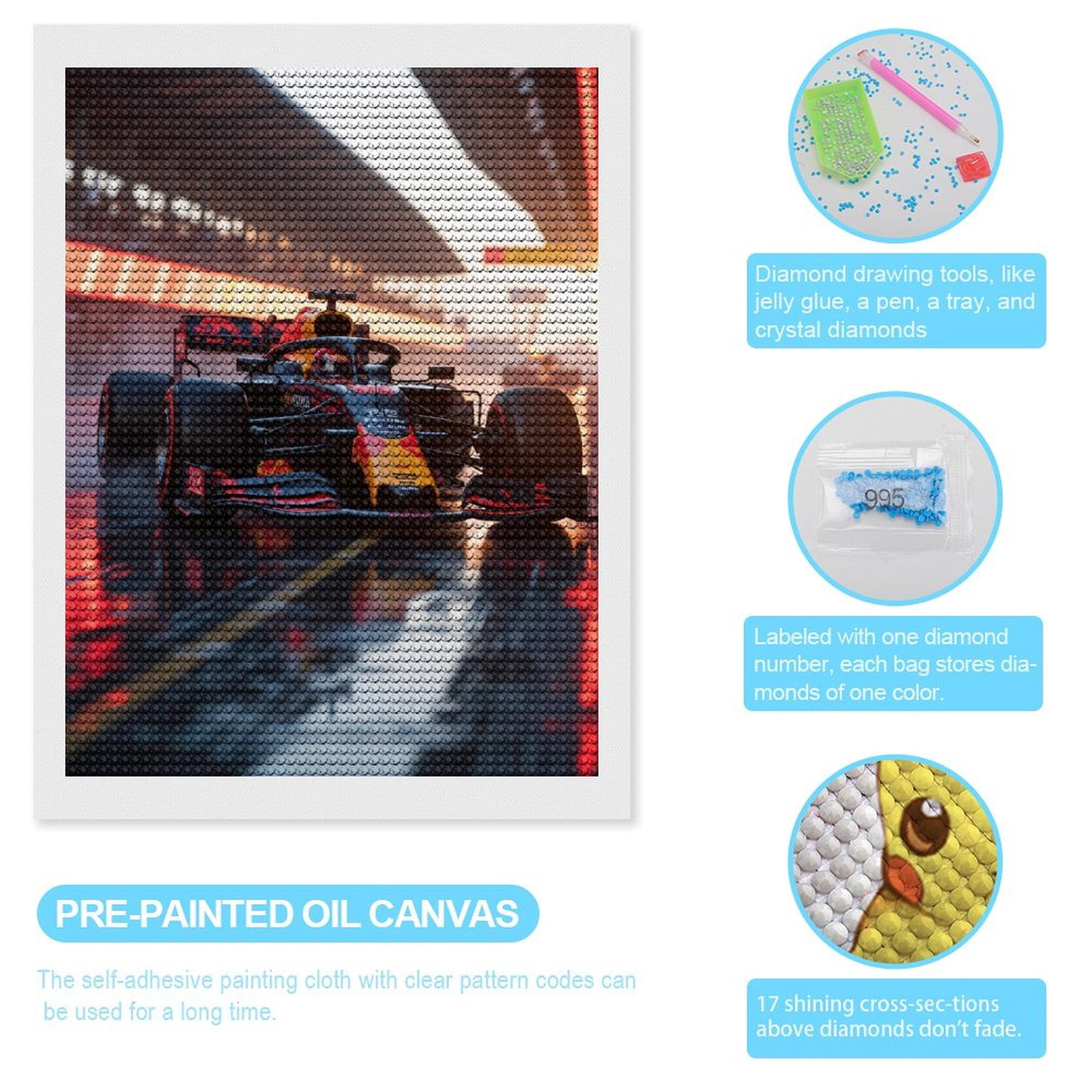 Diamond Art Kits for Adults - Race Car Track Sunset Reflection 5d Diamond Painting for Adults, Diamond Art for Adults Beginners, Frameless Diamond Painting Kits for Adults for Home Wall Decor