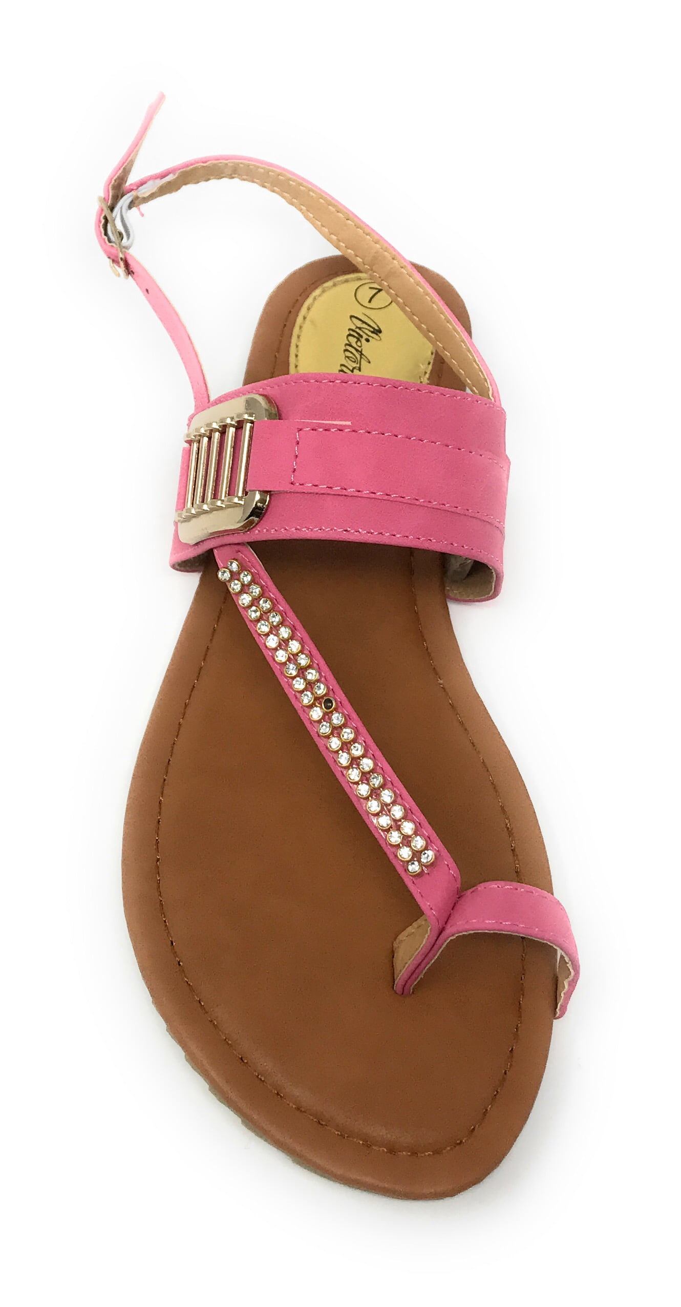 Victoria K Women's Side Buckle and Rhinestone Sandals