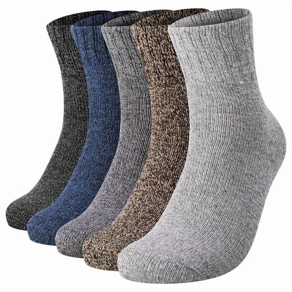 QURATI 5 Pairs Boot Socks Solid Thick Warm Socks Cozy Soft Socks Comfy Hiking Crew Socks Long Socks for Men Women Cushioned Outdoor Work Navy One Size