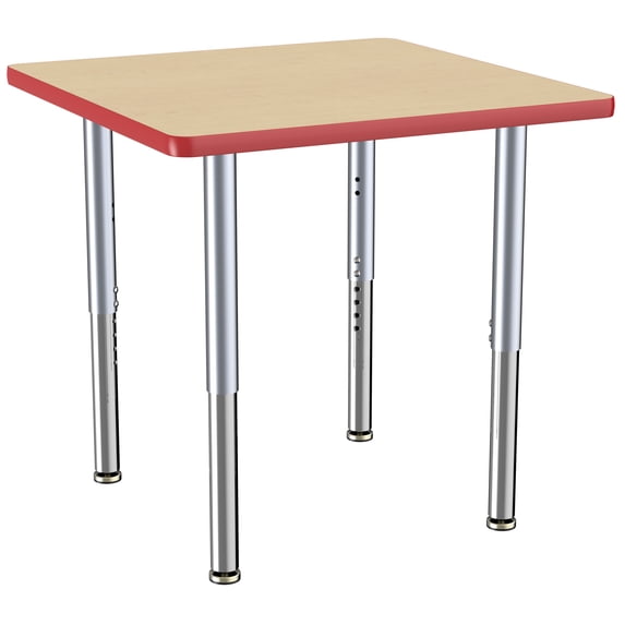 ECR4Kids 30in x 30in Square Everyday T-Mold Adjustable Activity Table Maple/Red/Silver - Super Leg